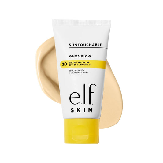 e.l.f. SKIN Suntouchable Whoa Glow SPF 30, Sunscreen & Makeup Primer For A Glowy Finish, Made With Hyaluronic Acid, Vegan & Cruelty-Free, Packaging May Vary, Sunbeam