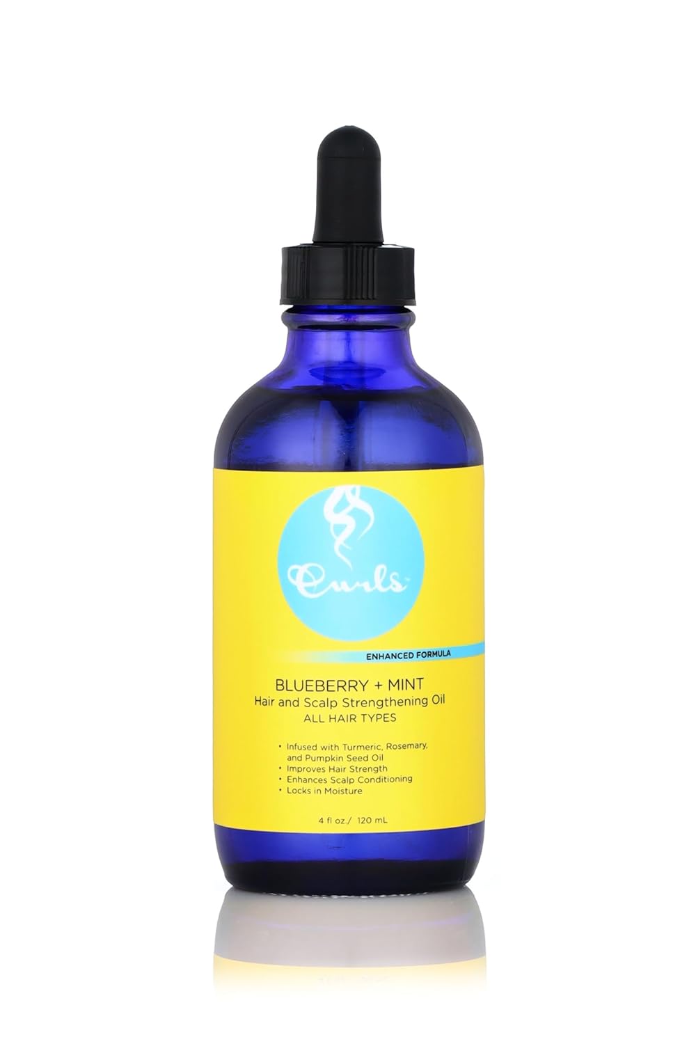 Curls Blueberry Bliss Blueberry & Mint Hair and Scalp Strengthening Oil - 4 oz, Root-Penetrating Hair Oil with Turmeric, Rosemary & Pumpkin Seed Oil, Hair and Scalp Treatment Oil, All Hair Types