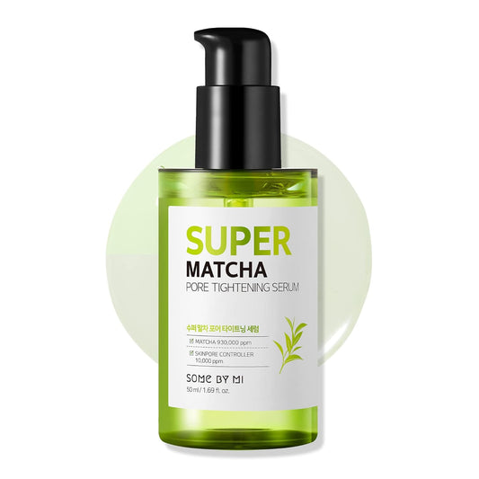 SOME BY MI Super Matcha Pore Tightening Serum - 1.69Oz, 50ml - Made from Match Water for Sensitive Skin - Skin Moisturizing and Purifying Effect - Blackheads, Sebum and Pore Care - Korean Skin Care