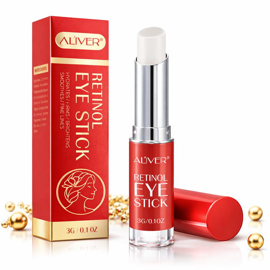 Retinol Eye Stick Balm, Under-Eye Moisturizing Balm with Vitamin A & Hyaluronic Acid, Solid Cream for Smoother-Looking Skin & Dryness, Daily Skincare for Men & Women