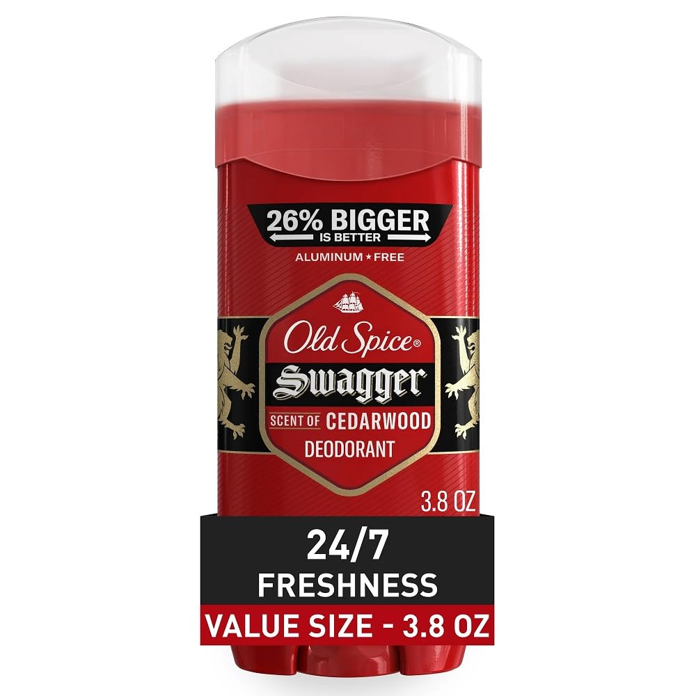 Old Spice Aluminum Free Deodorant for Men Red Zone Collection, Swagger Invisible Solid, Lime & Cedarwood Scent, 3.8 Oz