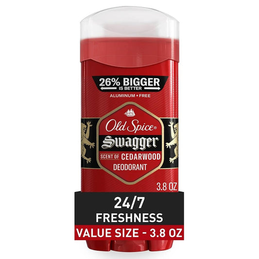 Old Spice Aluminum Free Deodorant for Men Red Zone Collection, Swagger Invisible Solid, Lime & Cedarwood Scent, 3.8 Oz