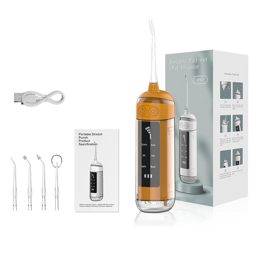 6-Mode Oral Irrigator Portable Water Flosser Ipx7 Waterproof Flossing Toothpick Toothbrush for Traveling Home Use Toothbrush with 4 Nozzles (Color : Orange)