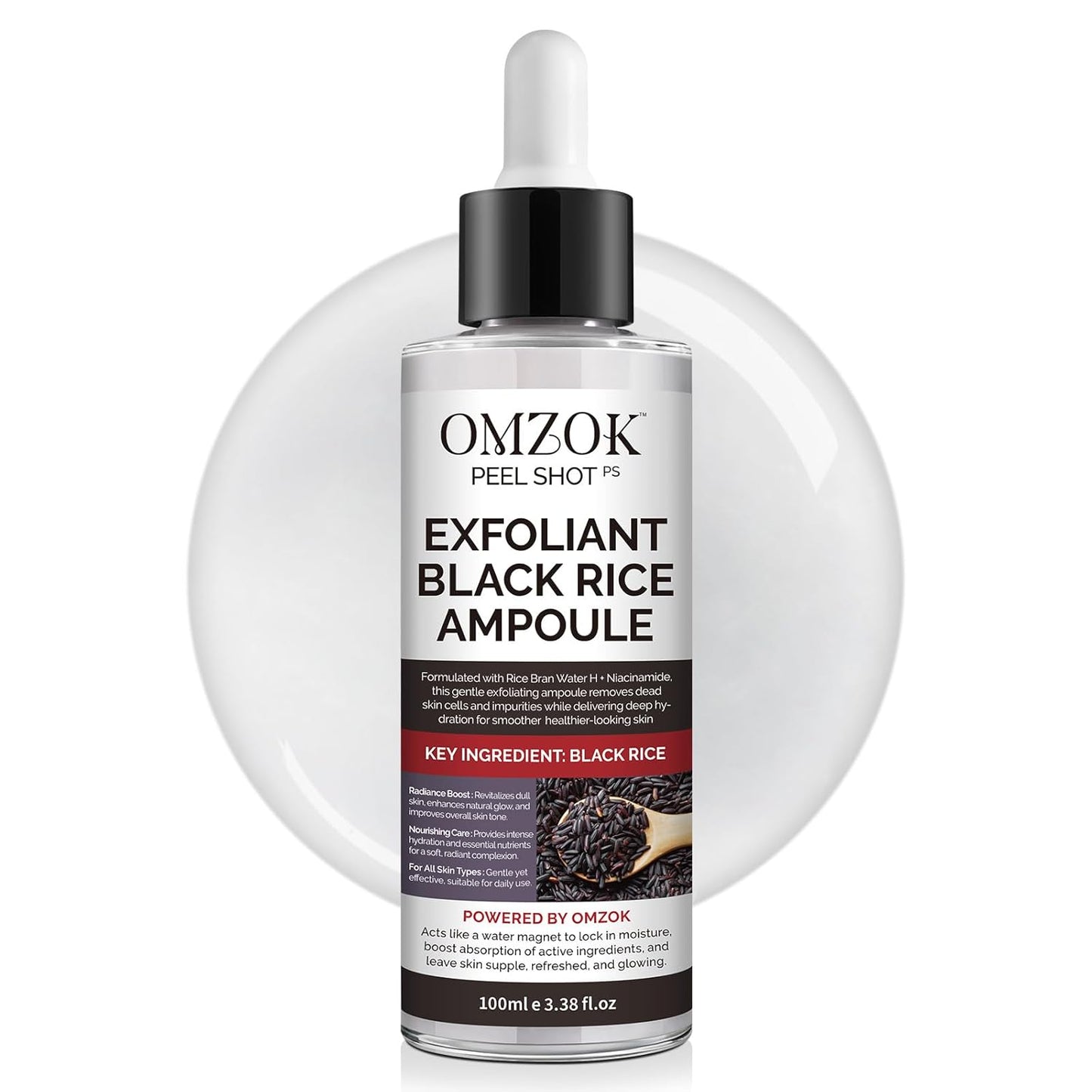 Peel Shot Glow Rice Ampoule Duo | Black Rice Exfoliant Face and Pore Cleaner with Hyaluronic Acid & Rice Extract Serum | Facial Pore Exfoliator, Peelshot Blackhead Dead Skin Remover for Face (100ml)