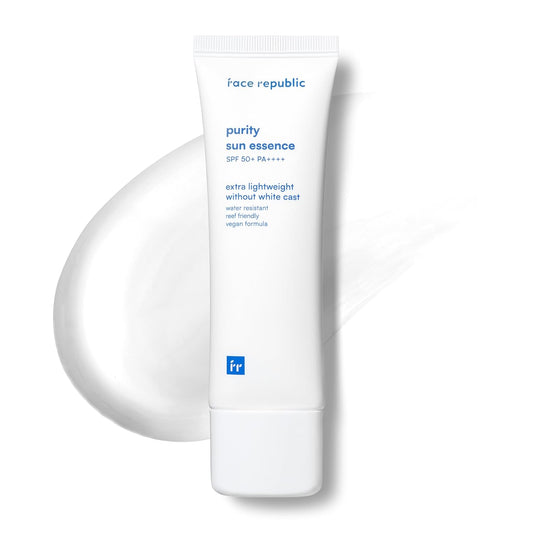Face Republic Purity Sun Essence 50ml 1.69fl.oz. | SPF50+ Broad Spectrum UV Protection | No White Cast | Water Resistant | Vegan Certified, Reef Safe, Cruelty Free | Non-greasy | Korean Skin Care
