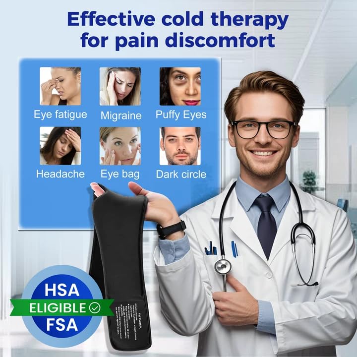 Migraine Relief Gel Eye Mask：FSA/HSA Eligible Cold Compress for Puffy Eyes, Headache & Surgery Recovery – Reusable Cooling Sleep Mask, Eye Care – Soft Ice Pack for Tension and Stress Relief (Black)