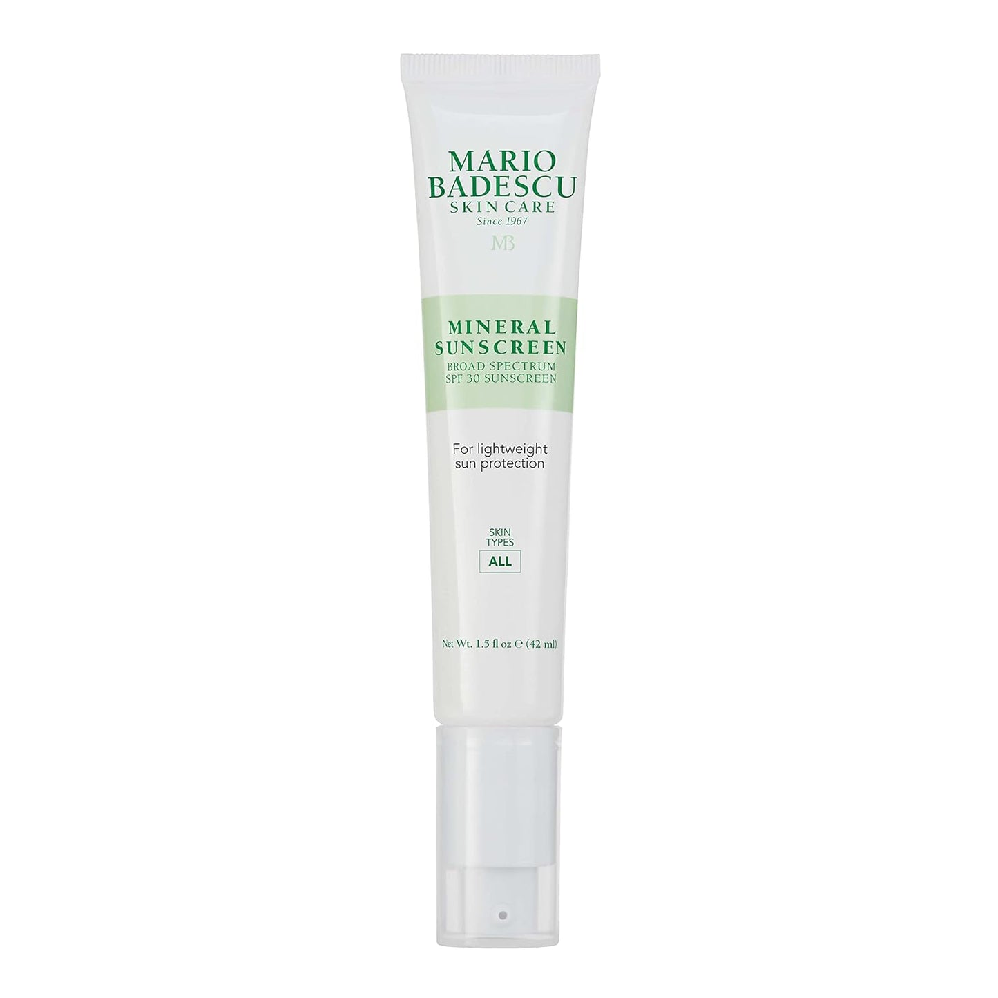 Mario Badescu Mineral Sunscreen SPF 30 for All Skin Types | Reef Safe, Oil-free Moisturizer Formulated with Zinc Oxide, Hyaluronic Acid & Antioxidants | 1.5 Fl Oz