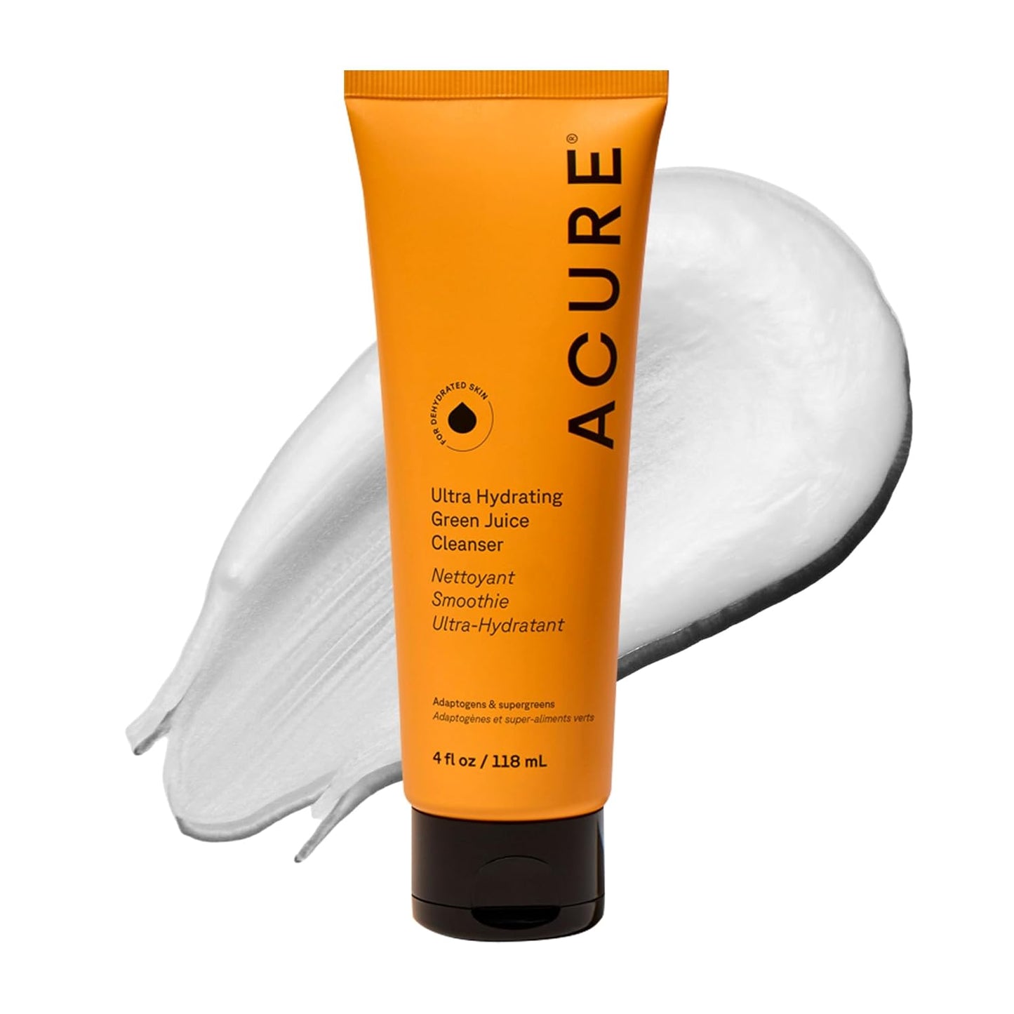 Acure Ultra Hydrating Green Juice Face Cleanser - Superfood Cleanser, Green Face Wash for Women & Men, Clean Skin Formula with Spinach, Blackhead Remover, Pore Scrub, Facial Cleansing Foam - 4 fl oz