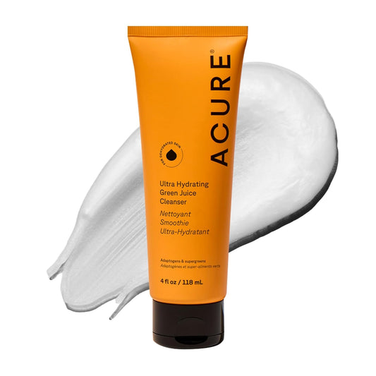 Acure Ultra Hydrating Green Juice Face Cleanser - Superfood Cleanser, Green Face Wash for Women & Men, Clean Skin Formula with Spinach, Blackhead Remover, Pore Scrub, Facial Cleansing Foam - 4 fl oz