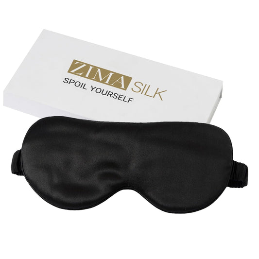 ZIMASILK Adjustable 100% 22 Momme Mulberry Silk Sleep Mask for Sleeping, Filled with Premium Mulberry Silk, Softest & Breathable Blackout Eye Sleeping Mask (Black)