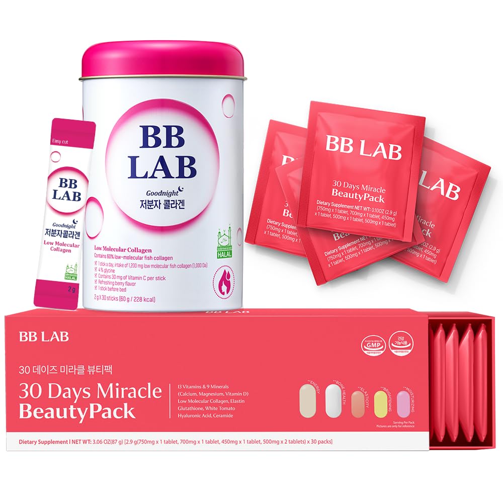 [30Days Collagen Care] Goodnight Collagen, 30 Days Miracle Beauty Pack, Powder Stick Korean Marine Collagen, Fish Collagen for Woman,Vitamin C, Fast Absorption, Fruit Flavored, Glutathione, Elastin, M