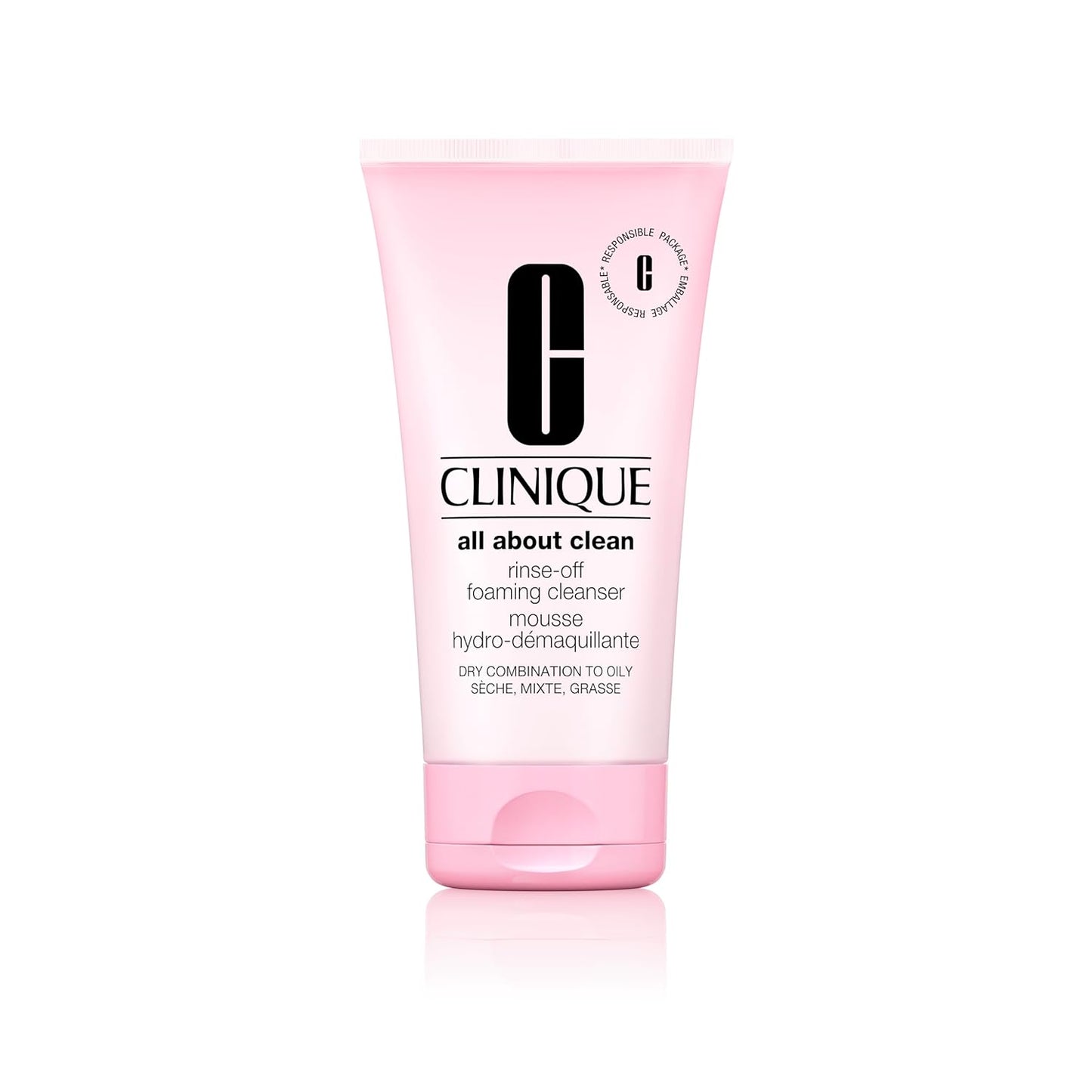 Clinique All About Clean Rinse-Off Foaming Face Wash | Face Cleanser With Hyaluronic Acid + Glycerin For Oily Skin Types | Dissolves Makeup + Sunscreen