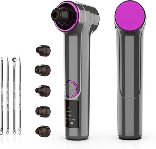 Blackhead Remover Vacuum, Pore Vacuum Blackhead Extractor, Pore Suction Face Suction, Electric 5 Heads Heating, Nose & Face Deep Clean, Pimple Sucker Remover Tools, USB Rechargeable 9 Modes 3 Levels