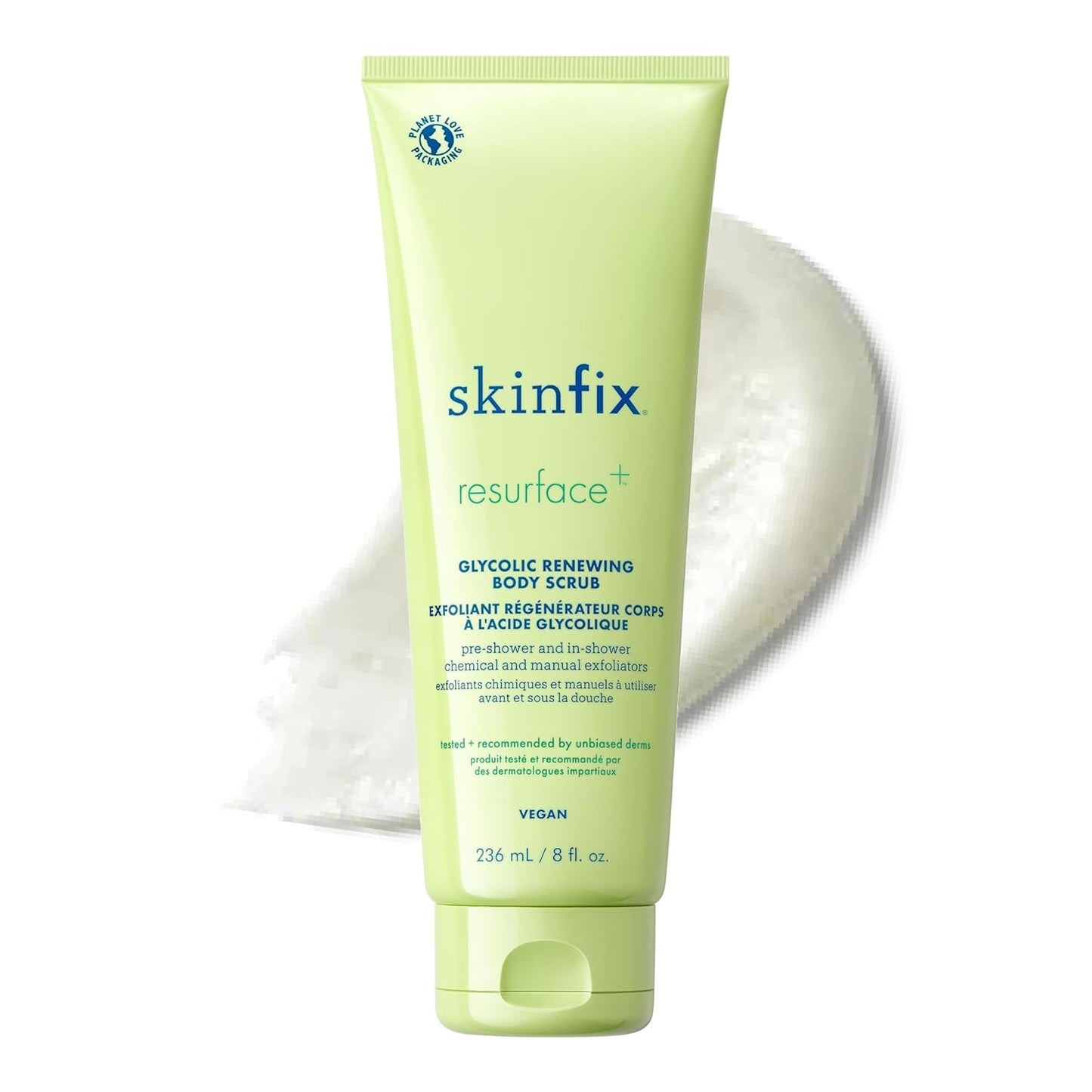 Skinfix Glycolic Renewing Scrub - 8 oz - Dual-Action Exfoliating Body Treatment with Lactic Acid - Smooths Rough Patches, Removes Flakes & Improves Skin Texture - Vegan, Cruelty Free