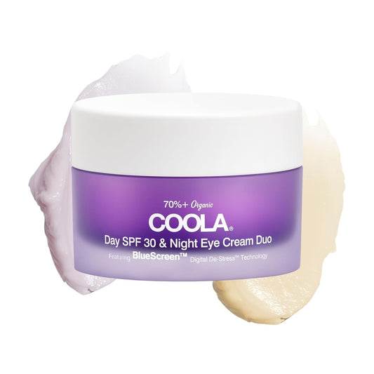 COOLA Organic Day and Night Eye Cream Face Moisturizer with SPF 30, Dermatologist Tested Face Sunscreen with Plant-Derived BlueScreen Digital De-Stress Technology, 0.8 Fl Oz