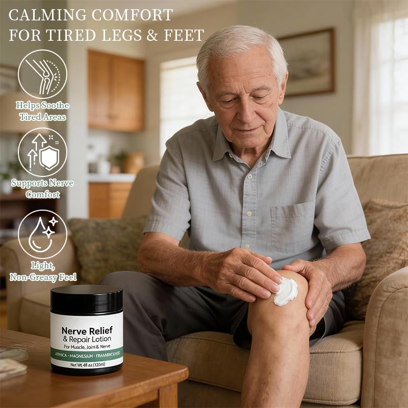 Nerve Relief Cream with Arnica, Daily Comfort & Nourishing Lotion for Hands, Feet, Knees, Neck & Back, with Magnesium Cream Formula, 3.5 oz (1 Pack)