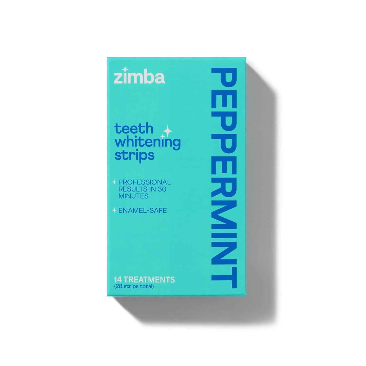 Zimba Peppermint Flavored Teeth Whitening Strips | Vegan, Enamel Safe Hydrogen Peroxide Teeth Whitener for Coffee, Wine, Tobacco, and Other Stains | 14 Day Treatment | Peppermint