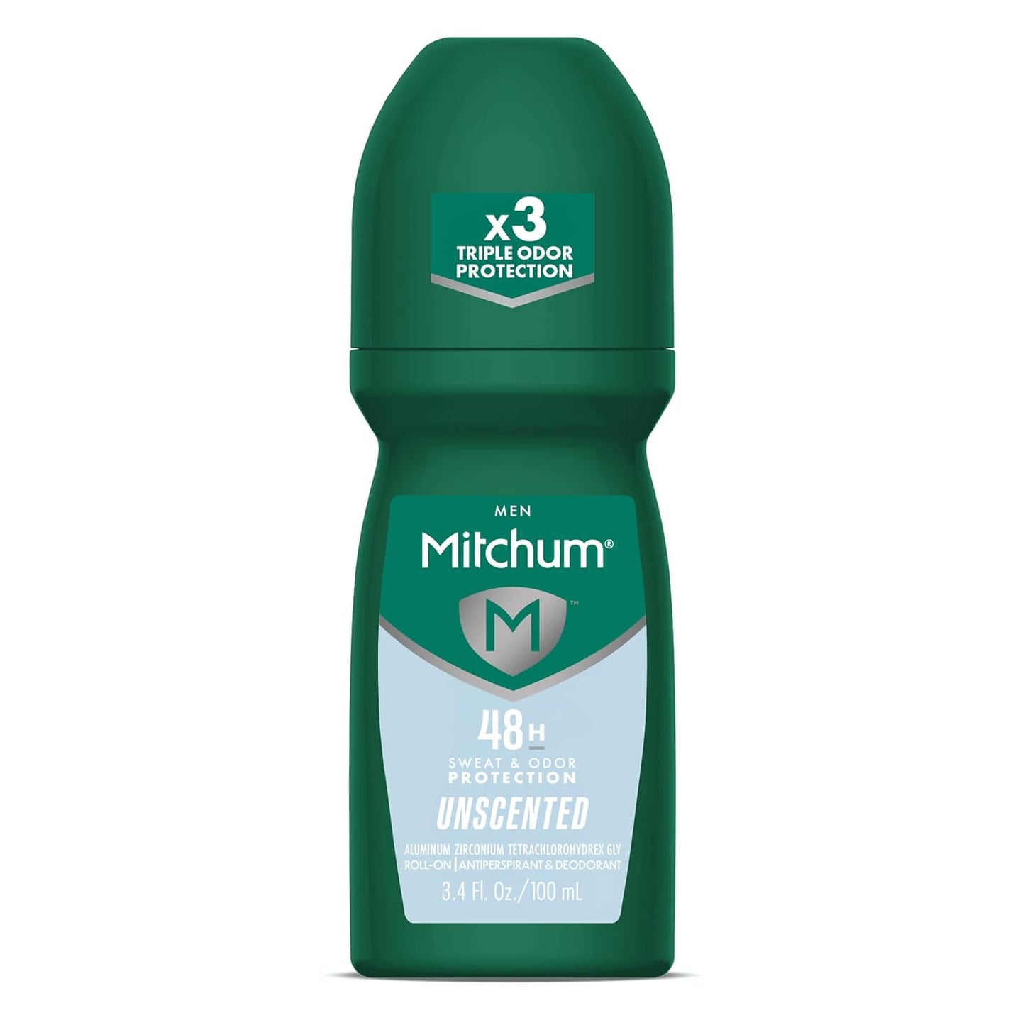 Mitchum Men’s Antiperspirant Deodorant, Roll-On Applicator, Unscented, 48HR Sweat & Odor Protection, Quick-Drying Formula, Dermatologist Tested, 3.4 oz