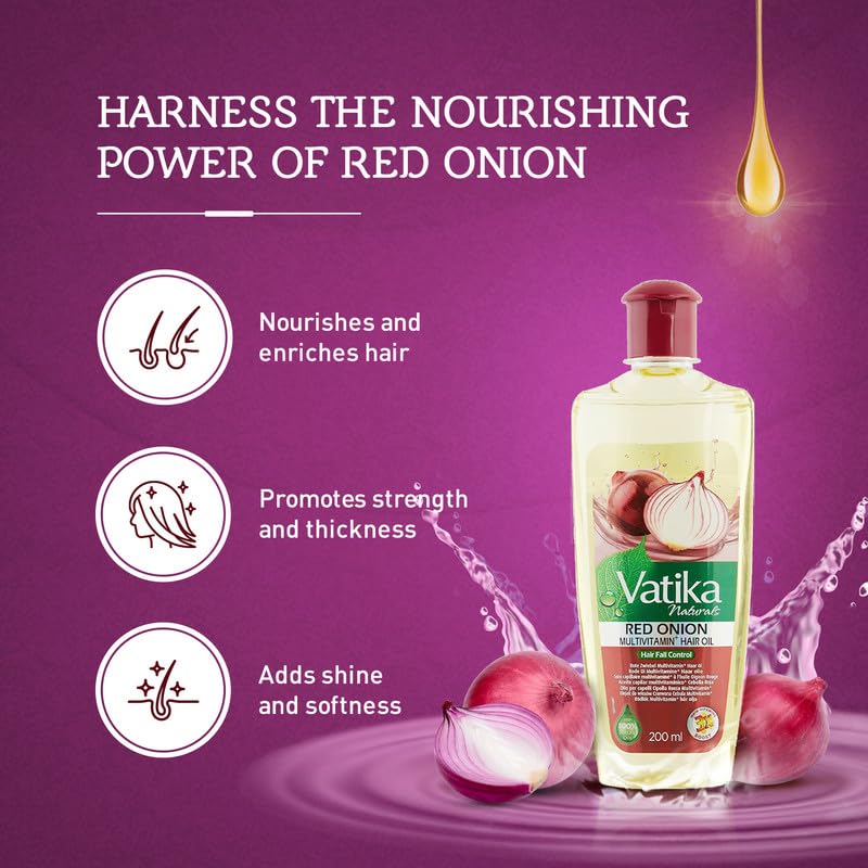 Vatika Naturals Multivitamin Hair Oil - Nourishing Formula for Healthy, Lustrous Hair - Strengthens Revitalizes & Promotes Stronger Hair - 100% Natural Oil Extract - Enriched with Red Onion - (300 ML)