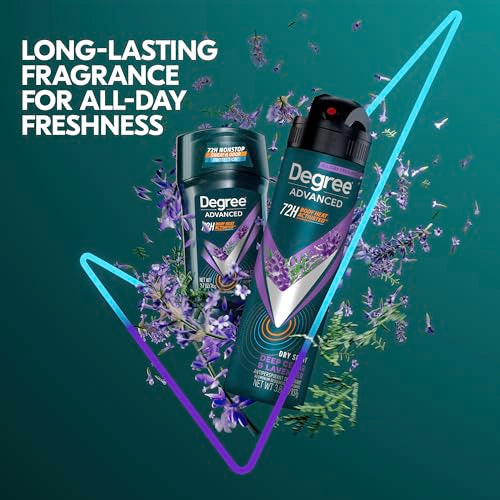 Degree Men Advanced Antiperspirant Deodorant Dry Spray Deep Cedar & Lavender 3 Count 72-Hour Sweat and Odor Protection Deodorant for Men With Body Heat Activated Technology 3.8 oz