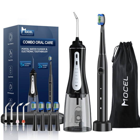 Water Dental Flosser and Electric Toothbrush Combo - Portable Oral Clean Kit for Teeth Cleaning, Braces & Gums Care