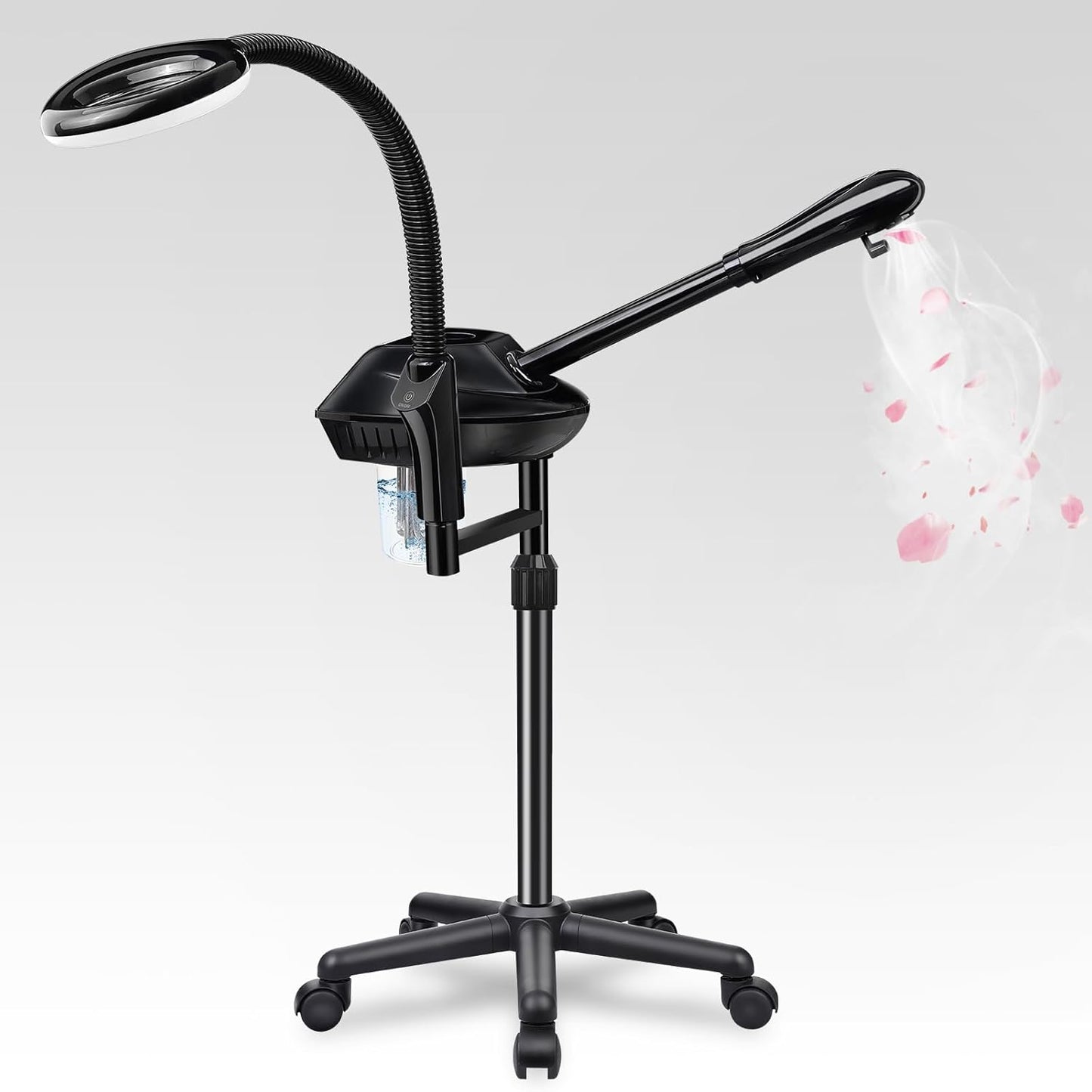 Facial Steamer for Ozone Humidifier Atomizer Attach 5× Magnifier and Light, Professional Face Steamer Clean Skin Firming Pores and Moisturizing Suitable for a Beauty, Spa, at Home