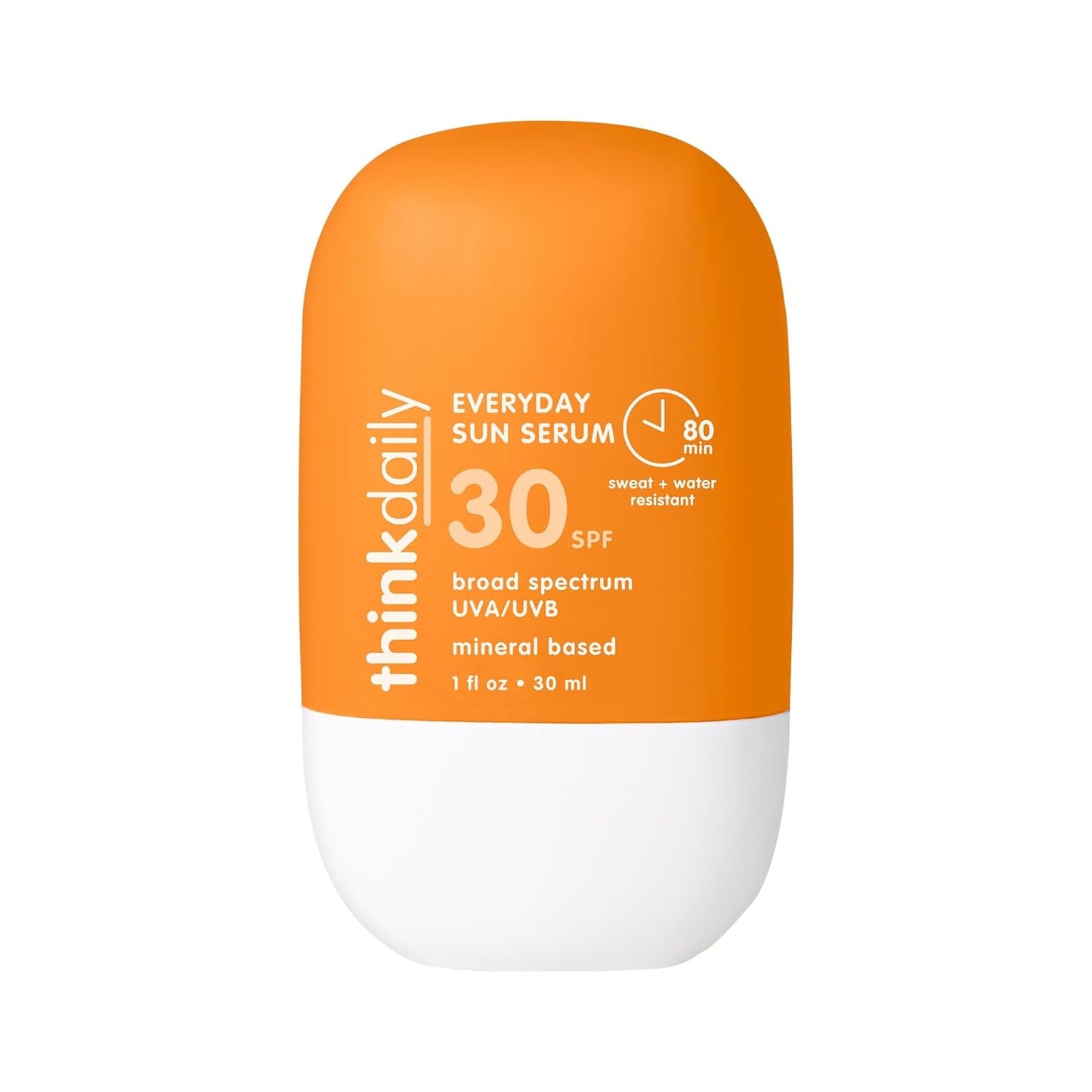 Thinkdaily SPF 30 Sunscreen for Face, Everyday Sun Serum, 1 Fl Oz – Zinc Oxide Mineral Sunscreen, UVA/UVB Protection, Hydrating Jojoba Oil, Vitamin E & Aloe Vera, Non-Sticky, Travel Size
