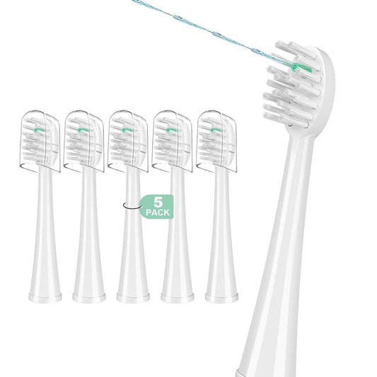 Replacement Brush Heads for WaterPik Sonic-Fusion 2.0 Flossing Toothbrush (SF-03/SF-04) and Sonic-Fusion Flossing Toothbrush (SF-01/SF-02),5 Count White with Covers