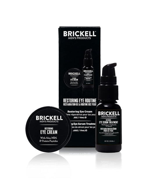 Brickell Men's Restoring Eye Routine for Men, Eye Cream and Serum for Men, Natural and Organic, Unscented, Men's Skin Care Gift Set