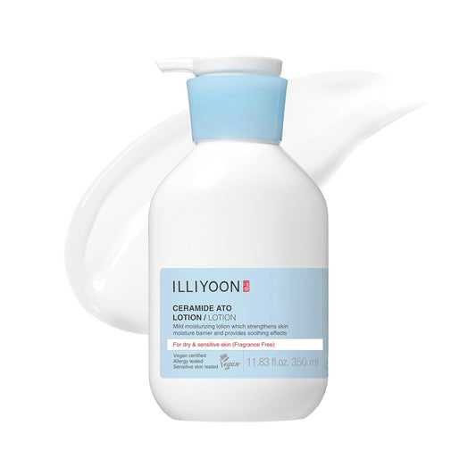 Illiyoon Ceramide Ato Lotion | Lightweight Moisturizer for Dry & Sensitive Skin, Barrier Repair for Face & Body, Mild for Babies, Vegan Certified, Korean Skin Care, 11.83 fl.oz.