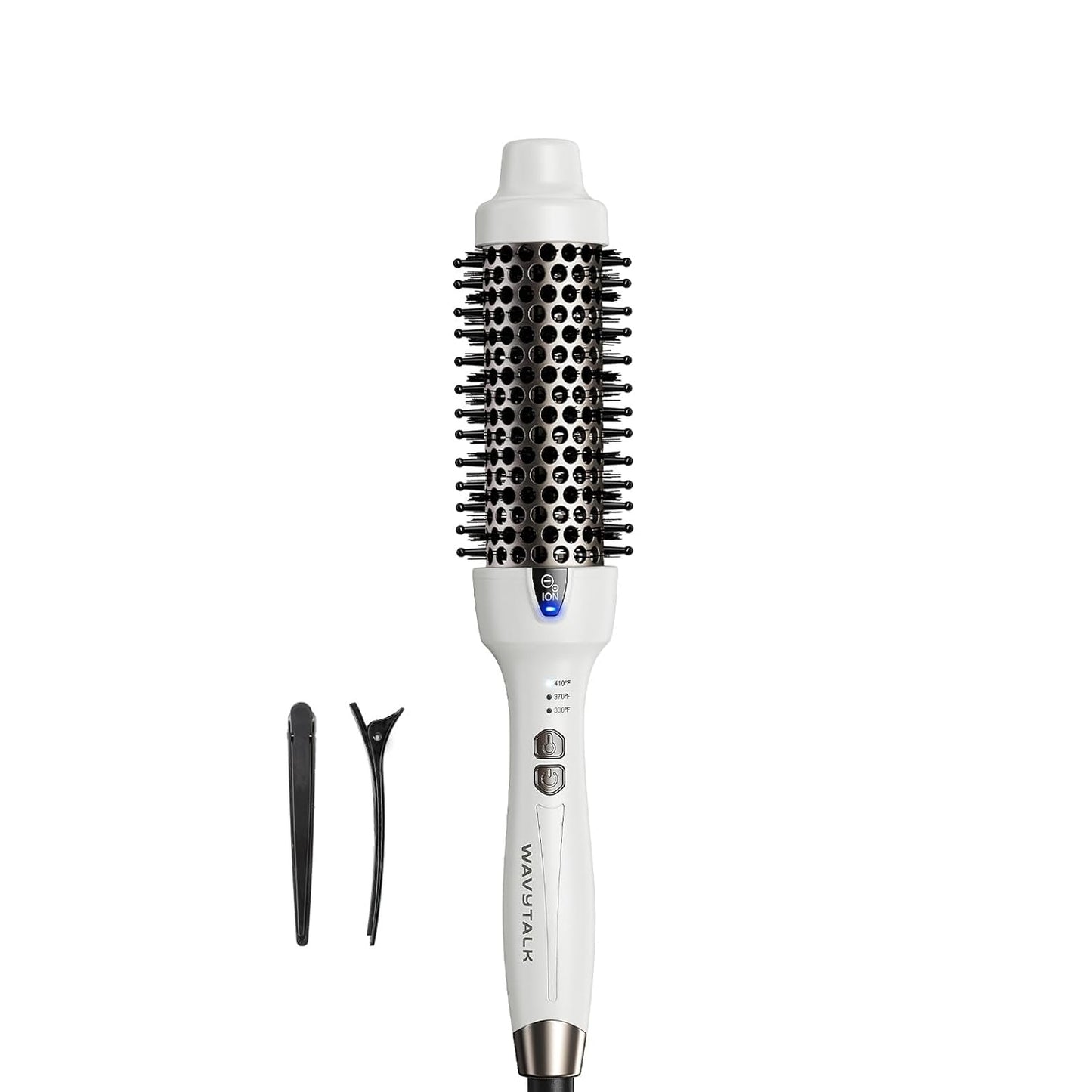 Wavytalk Thermal Brush, 1.5 Inch Ionic Thermal Round Brush Makes Hair Smoother Get Natural Curls (White)