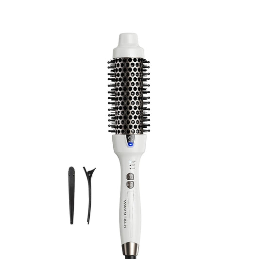 Wavytalk Thermal Brush, 1.5 Inch Ionic Thermal Round Brush Makes Hair Smoother Get Natural Curls (White)