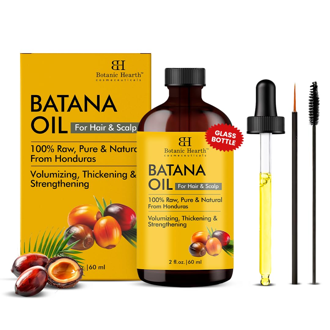 Botanic Hearth Batana Oil for Hair Growth, Dr Sebi Inspired, 100% Raw & Pure Batana Oil from Honduras, Nourishing Scalp & Hair Treatment for Thickness & Strength, All Hair Types, 2 fl oz