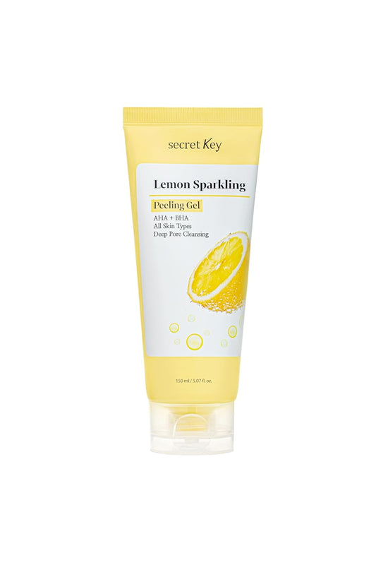 SECRETKEY Lemon Sparkling Peeling Gel 5.07 fl. oz (150 ml), Deep Cleansing, Exfoliation, AHA BHA, Low Irritation for Sensitive Skin, Vitamin C and Refreshing Carbonated Water Synergy