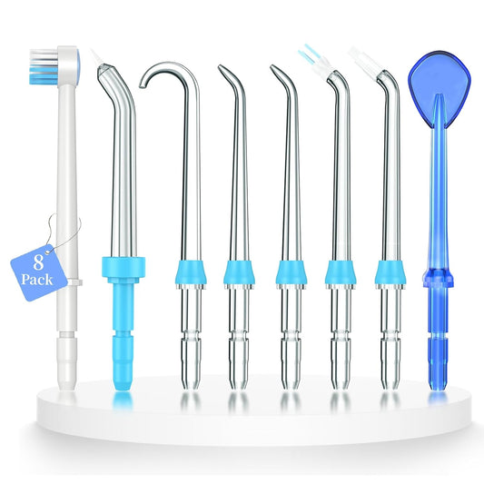 Replacement Tips for Waterpik Water Flosser,Replacement Classic Jet Tips Compatible with Waterpik Oral Irrigator,Replacement Brush Heads for Waterpik,8 Pcs Replacement Parts for Waterpik