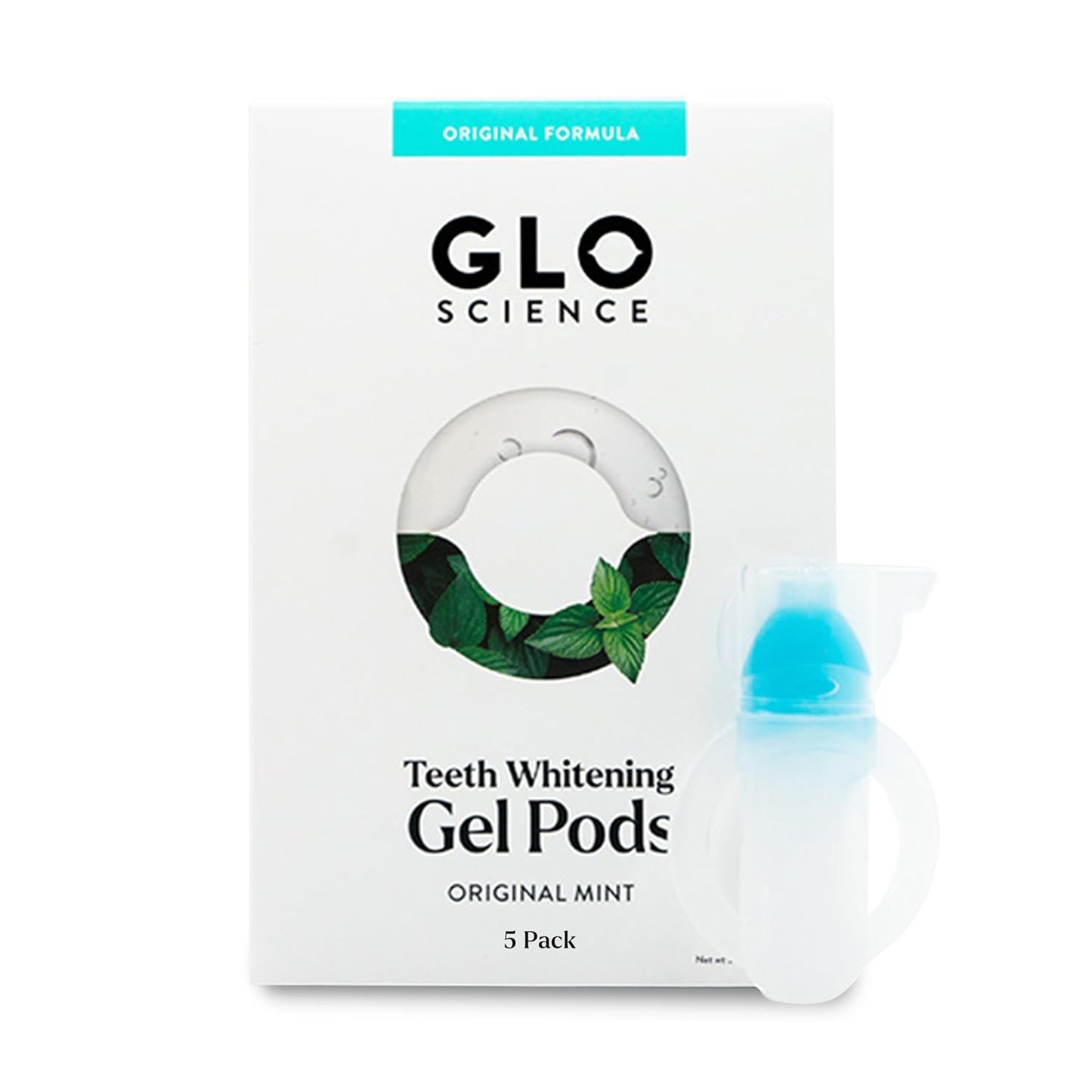 GLO Science Teeth Whitening Gel Pods – Safe, Effective Whitener with Silicon Brush, 6% Hydrogen Peroxide – Fastest Way to Whiter Teeth, Sensitivity Free – Mint Flavor (Pack of 5)