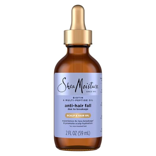 Shea Moisture Scalp & Hair Oil Anti-Hair Fall for Healthy Looking Hair and Moisturized Scalp, with Biotin & Multi-Peptide ScalpBoost Technology, 2 oz