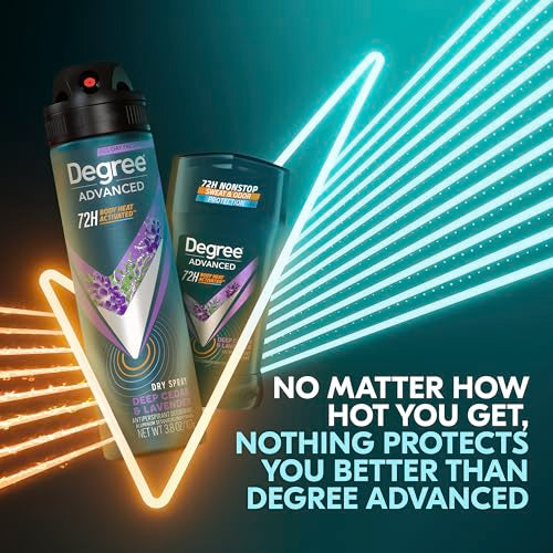 Degree Men Advanced Antiperspirant Deodorant Dry Spray Deep Cedar & Lavender 3 Count 72-Hour Sweat and Odor Protection Deodorant for Men With Body Heat Activated Technology 3.8 oz