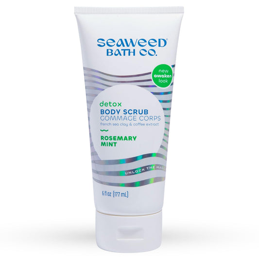 Seaweed Bath Co. Detox Body Scrub - Rosemary Mint - Exfoliating Skin Scrub Removes Dead Skin & Impurities - With French Sea Clay, Coffee Bean Extract - Vegan, Paraben & Sulfate Free - 6 oz