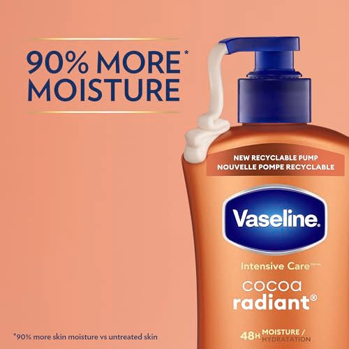 Vaseline Intensive Care Body Lotion Cocoa Radiant 3 count for Dry Skin Lotion Made with Ultra-Hydrating Lipids and Pure Cocoa Butter for a Long-Lasting, Radiant Glow 20.3 Oz
