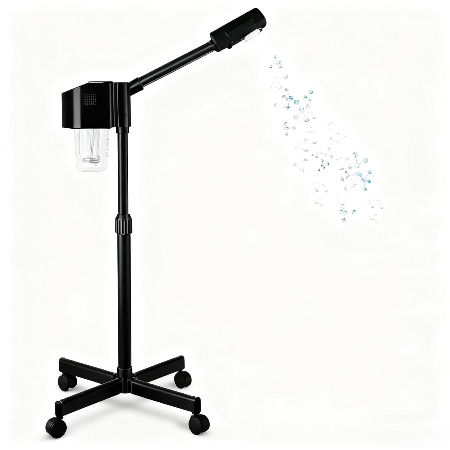 Professional Facial Steamer, Hot Mist Spray, Vaporizador Facial Steamer for Esthetician, Height Adjustable, SPA at Home, Black