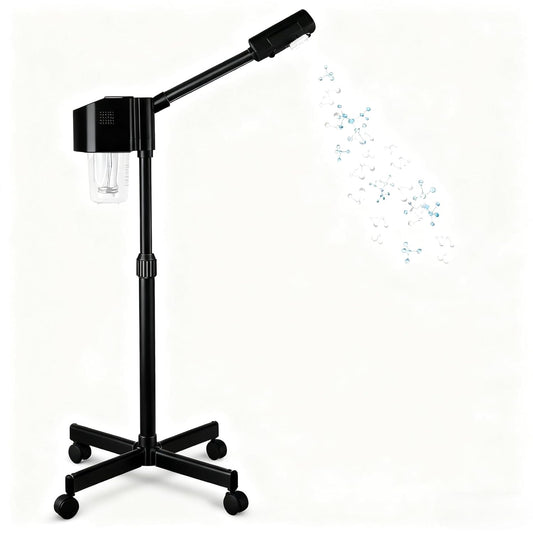 Professional Facial Steamer, Hot Mist Spray, Vaporizador Facial Steamer for Esthetician, Height Adjustable, SPA at Home, Black