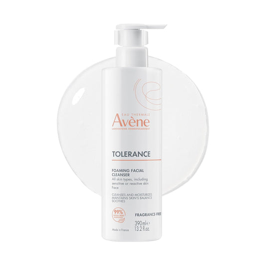 Avène Tolerance Daily Foaming Facial Cleanser, For All Skin Types Including Sensitive, Reactive Skin, Glycerin & Niacinamide Daily Use Face Wash, Fragrance-Free, Dermatologist Tested, Non-Comedogenic