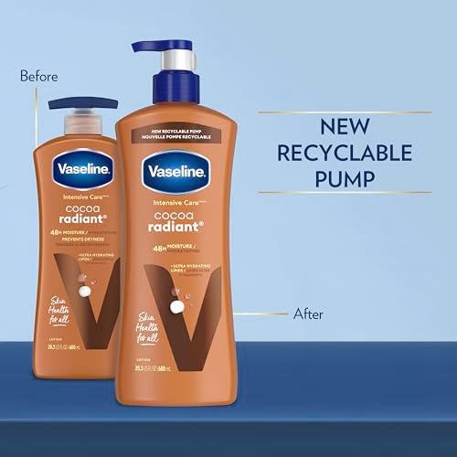 Vaseline Intensive Care Body Lotion Cocoa Radiant 3 count for Dry Skin Lotion Made with Ultra-Hydrating Lipids and Pure Cocoa Butter for a Long-Lasting, Radiant Glow 20.3 Oz