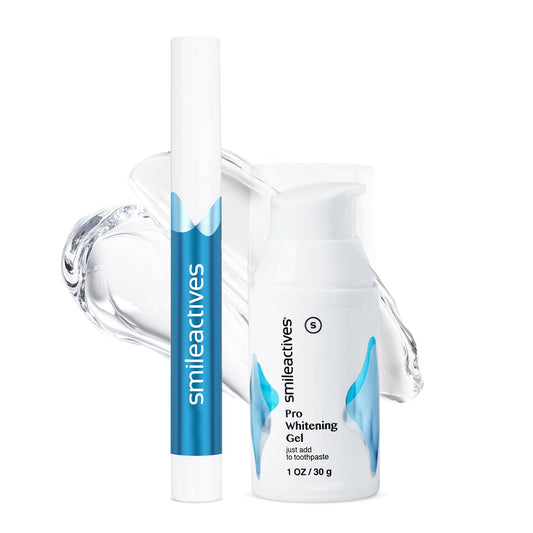 Smileactives Teeth Whitening Kit, Complete at Home Teeth Whitening Treatment, Travel Size Tooth Whitening, Stain Remover for White Teeth, Contains Clinical-Grade Hydrogen Peroxide, 30 Day Kit