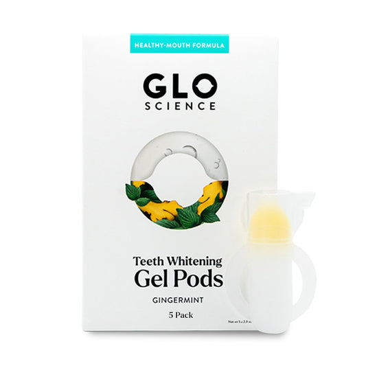 GLO Science Teeth Whitening Gel Pods – Safe, Effective Tooth Whitener with Silicon Brush, 6% Hydrogen Peroxide – Fastest Way to Whiter Teeth, Sensitivity Free – Gingermint Flavor (Pack of 5)