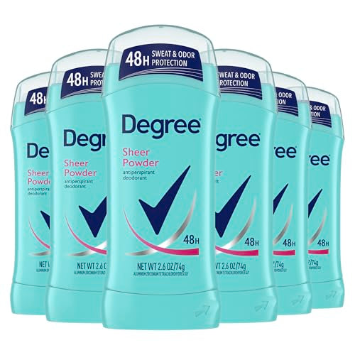 Degree Original Antiperspirant Deodorant Sheer Powder Pack of 6 48-Hour Sweat & Odor Protection Antiperspirant for Women 2.6 oz