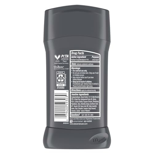 Dove Men+Care Deodorant Stick 4 Count Stain Defense Clean for Men, Anti-white Marks & Anti-yellow Stains with 72-hour Sweat and Odor Protection 2.7 oz