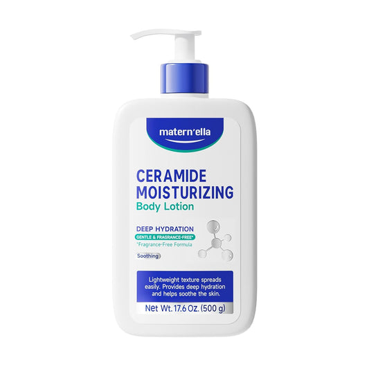 matern'ella Ceramide Body Lotion for Dry & Sensitive Skin - Daily Moisturizer with Niacinamide & 4 Ceramides (NG, AP, NP, EOP) 48H Hydration, Fragrance, Paraben, Non-Greasy 17.6 Oz