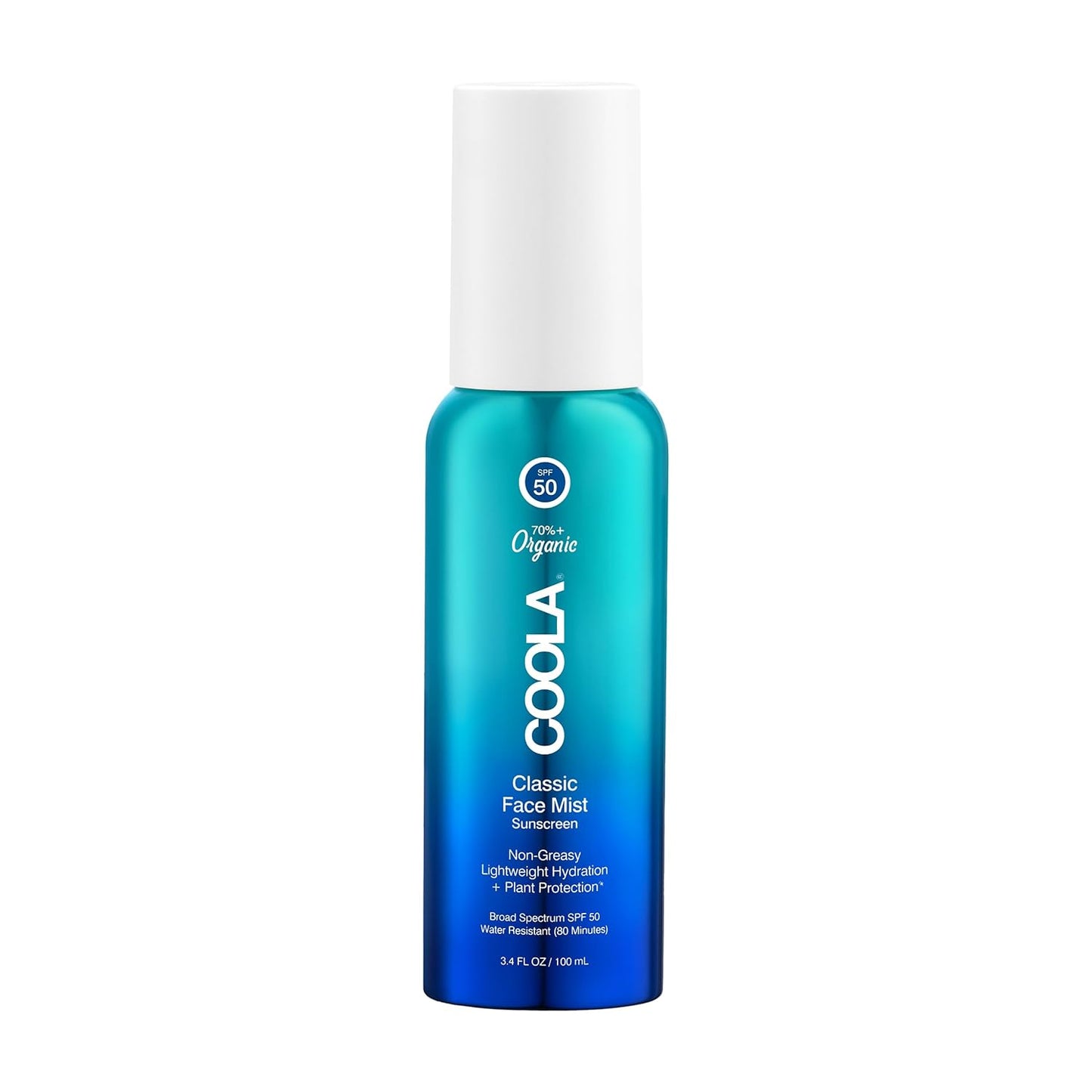 COOLA Organic Sunscreen SPF 50 Sunblock Face Mist, Dermatologist Tested Skin Care for Daily Protection, Vegan and Gluten Free, Natural Fragrance, 3.4 Fl Oz